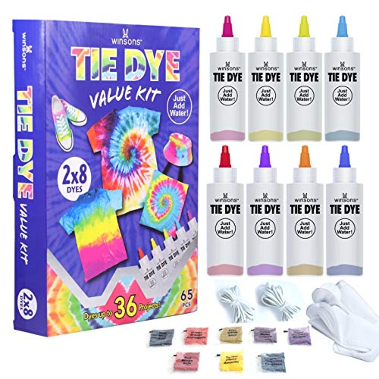 WINSONS Tie Dye Kit, 8 Colours Non Toxic Permanent Fabric Dye Art Set for  Kids Women for Homemade Party Creative Group Activities DIY Gift